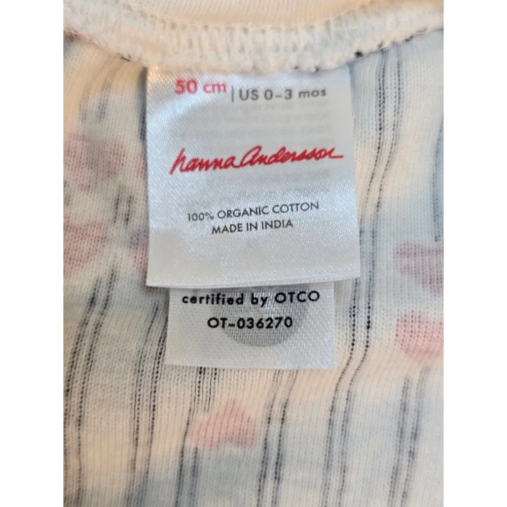Hanna Andersson Baby Girls Heart Stripe Organic Cotton Sleeper 0-3M White Red